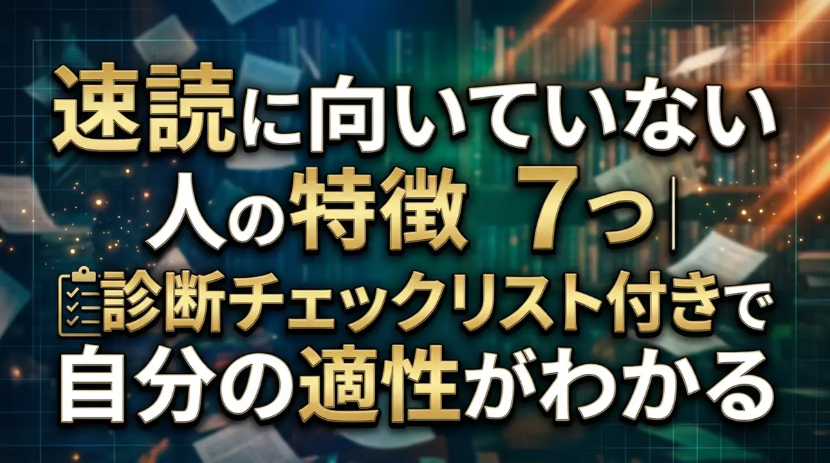 速読に向いていない人の特徴7つ｜診断チェックリスト付きで自分の適性がわかる