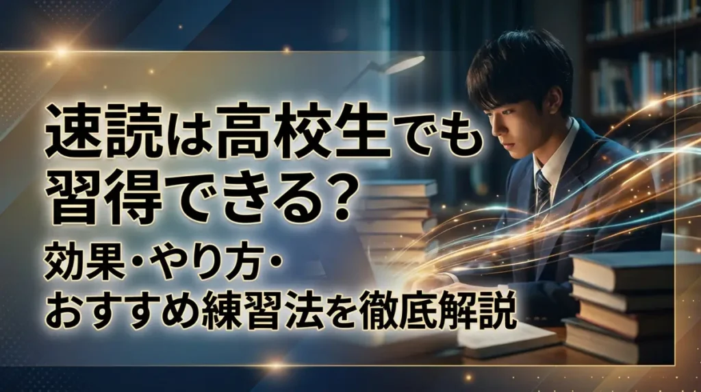 速読は高校生でも習得できる？効果・やり方・おすすめ練習法を徹底解説