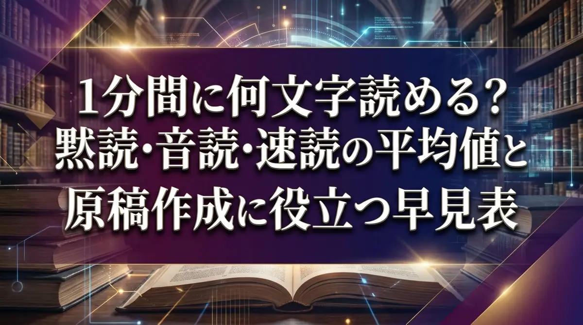 1分間に何文字読める？黙読・音読・速読の平均値と原稿作成に役立つ早見表